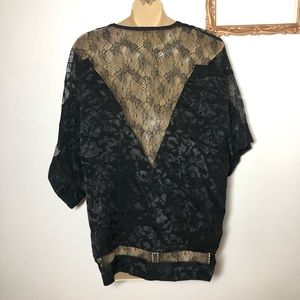 TOPSHOP  Lace Kimono Shawl Open Front Black